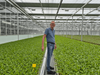 Wim Koolhaas in de nieuwe semi-gesloten kas.